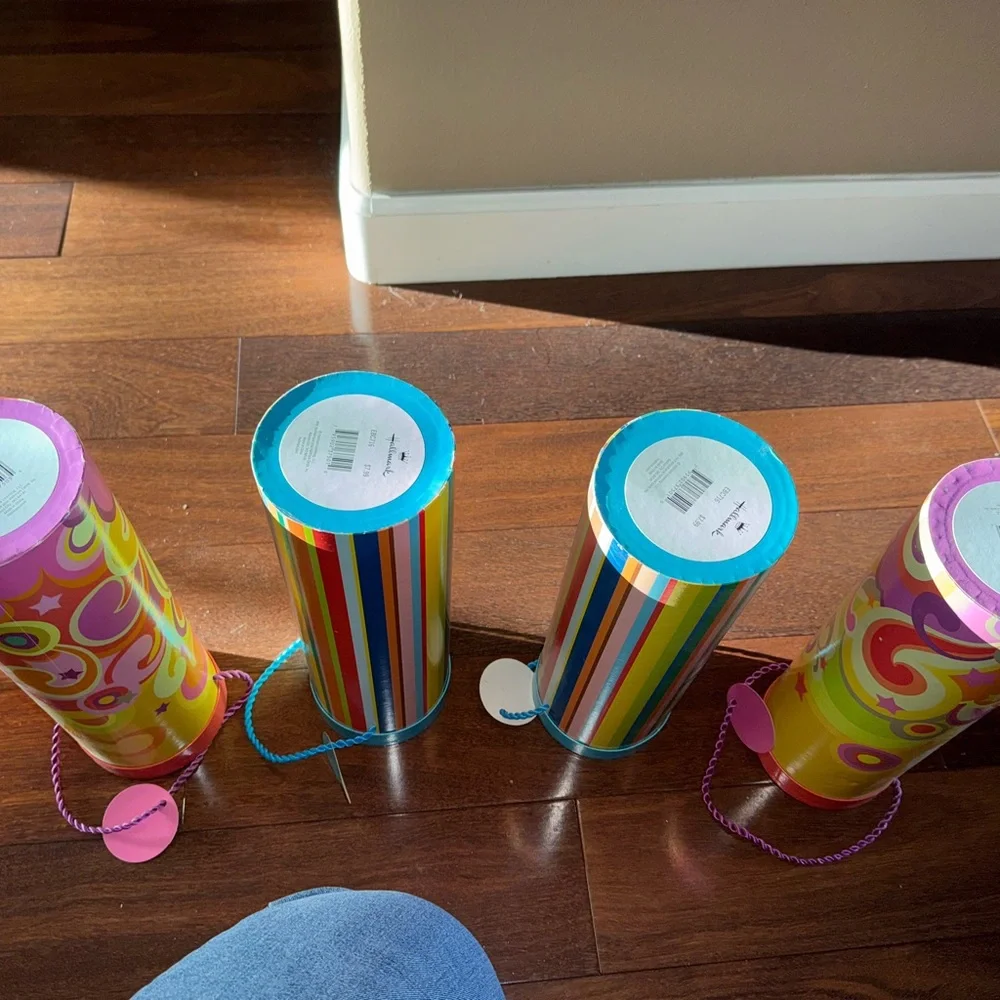 Colorful Striped & Swirl gift Cylinders - Set of 4 perfect for wine or other gif